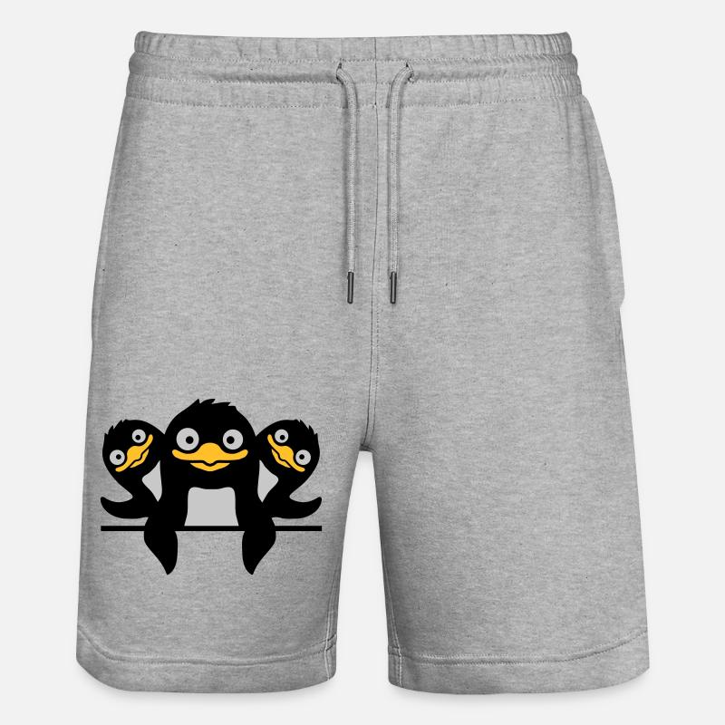 Drôles de pingouins 3 amis - Short de jogging bio TRAINER Stanley/Stella unisexe - gris chiné