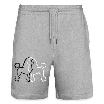Caniche Ying Yang / Chien / Noir et blanc / Race de chien - Short de jogging bio TRAINER Stanley/Stella unisexe - gris chiné - Devant - Nik (191cm) & Marisol (170cm)