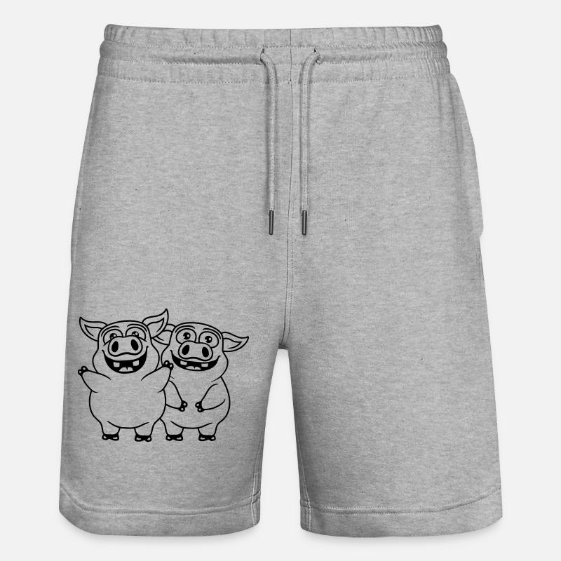Amis équipe drôles cochons - Short de jogging bio TRAINER Stanley/Stella unisexe - gris chiné