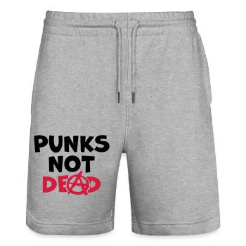 Quote punks not dead - Stanley/Stella Trainer Unisex Organic Jogging Shorts - heather grey - Front - Nik (191cm) & Marisol (170cm)
