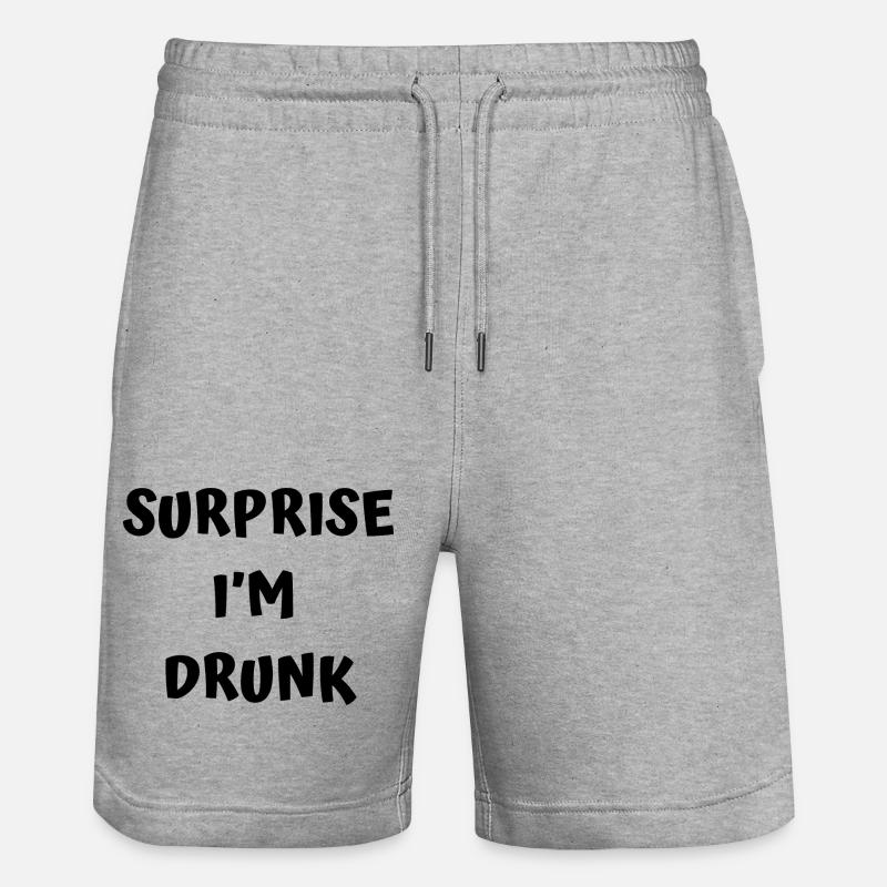 Texte drôle d’ivrogne - Short de jogging bio TRAINER Stanley/Stella unisexe - gris chiné