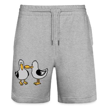 Freunde 2 lustige Möwen - Stanley/Stella Unisex Bio Joggingshorts Trainer  - Grau meliert - Vorne - Nik (191cm) & Marisol (170cm)