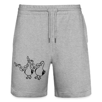 Amis 2 Mouettes Stoner - Short de jogging bio TRAINER Stanley/Stella unisexe - gris chiné - Devant - Nik (191cm) & Marisol (170cm)