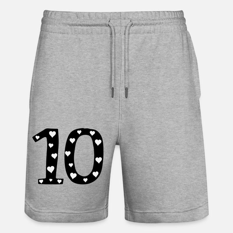 10 anniversaire avec le cœur - Short de jogging bio TRAINER Stanley/Stella unisexe - gris chiné