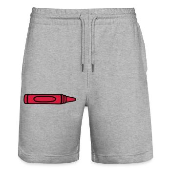 Red wax crayon cool design - Stanley/Stella Trainer Unisex Organic Jogging Shorts - heather grey - Front - Nik (191cm) & Marisol (170cm)
