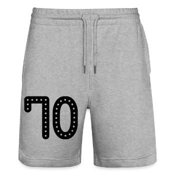 70 JAHRE. 70-jähriges JUBILÄUM. JUBILÄUM 70 JAHRE. 70 - Stanley/Stella Unisex Bio Joggingshorts Trainer  - Grau meliert - Vorne - Nik (191cm) & Marisol (170cm)