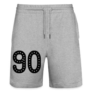 90 JAHRE. 90-jähriges JUBILÄUM. JUBILÄUM 90 JAHRE. 90 - Stanley/Stella Unisex Bio Joggingshorts Trainer  - Grau meliert - Vorne - Nik (191cm) & Marisol (170cm)