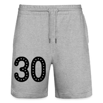 30 JAHRE. 30-jähriges JUBILÄUM. JUBILÄUM 30 JAHRE. 30 - Stanley/Stella Unisex Bio Joggingshorts Trainer  - Grau meliert - Vorne - Nik (191cm) & Marisol (170cm)