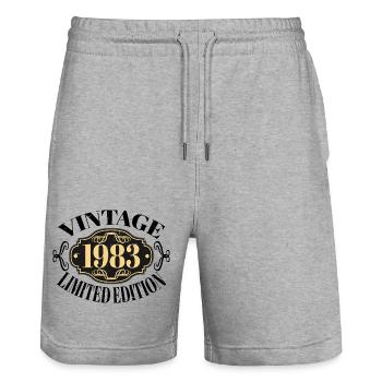 Millésime 1983 - 40 ans, cadeau 40e anniversaire - Short de jogging bio TRAINER Stanley/Stella unisexe - gris chiné - Devant - Nik (191cm) & Marisol (170cm)