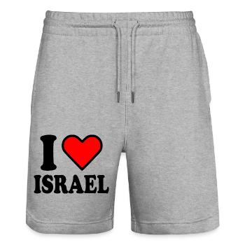I love israel - Short de jogging bio TRAINER Stanley/Stella unisexe - gris chiné - Devant - Nik (191cm) & Marisol (170cm)