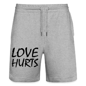 Love hurts - Short de jogging bio TRAINER Stanley/Stella unisexe - gris chiné - Devant - Nik (191cm) & Marisol (170cm)