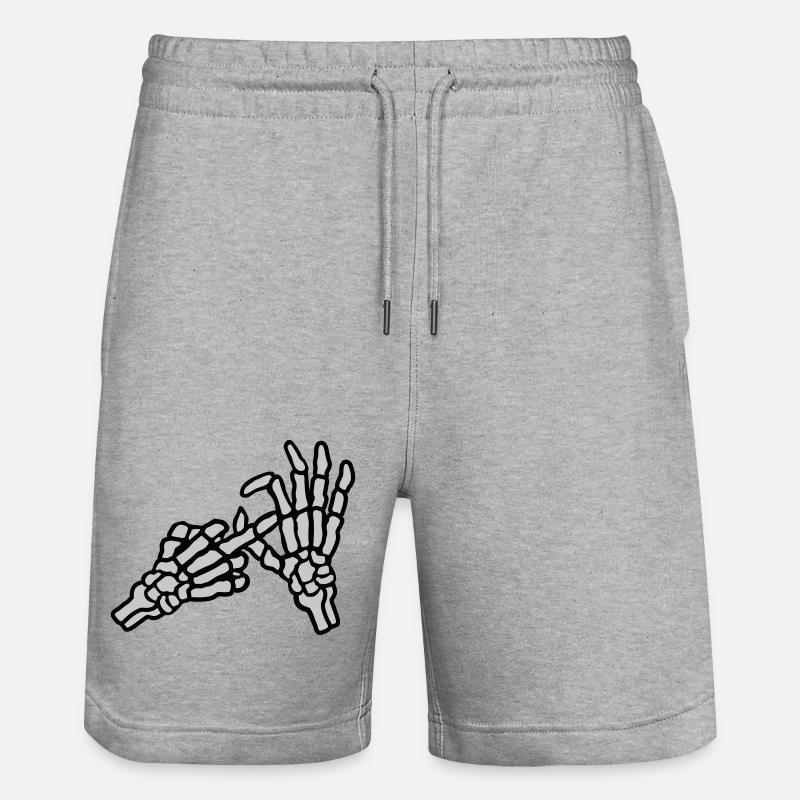 Trou Majeur Doigt Geste Squelette - Short de jogging bio TRAINER Stanley/Stella unisexe - gris chiné