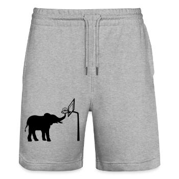 Sport Basketball spielender Elefant - Stanley/Stella Unisex Bio Joggingshorts Trainer  - Grau meliert - Vorne - Nik (191cm) & Marisol (170cm)