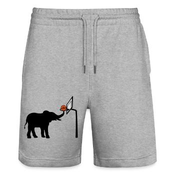 Silhouette d’éléphant jouant au basket-ball - Short de jogging bio TRAINER Stanley/Stella unisexe - gris chiné - Devant - Nik (191cm) & Marisol (170cm)