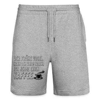Der frühe Vogel kann den Wurm haben Ich nehme ei.. - Stanley/Stella Unisex Bio Joggingshorts Trainer  - Grau meliert - Vorne - Nik (191cm) & Marisol (170cm)