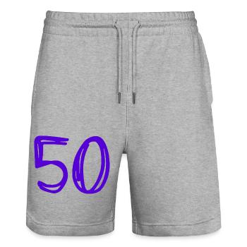 50 ANS. 50e ANNIVERSAIRE. ANNIVERSAIRE 50 ANS. 50 - Short de jogging bio TRAINER Stanley/Stella unisexe - gris chiné - Devant - Nik (191cm) & Marisol (170cm)