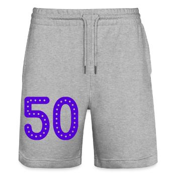 50 YEARS. 50th ANNIVERSARY. BIRTHDAY 50 YEARS. 50 - Stanley/Stella Trainer Unisex Organic Jogging Shorts - heather grey - Front - Nik (191cm) & Marisol (170cm)