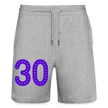 30 JAHRE. 30-JÄHRIGES JUBILÄUM. GEBURTSTAG 30 JAHRE. JAHR - Stanley/Stella Unisex Bio Joggingshorts Trainer  - Grau meliert - Vorne - Nik (191cm) & Marisol (170cm)
