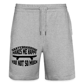 Skateboard Sakten Skateboarding Longboard Skater - Short de jogging bio TRAINER Stanley/Stella unisexe - gris chiné - Devant - Nik (191cm) & Marisol (170cm)