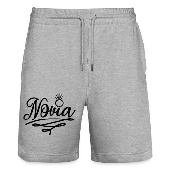Novia Girlfriend Engagement Bridal Shower Wedding - Stanley/Stella Trainer Unisex Organic Jogging Shorts - heather grey - Front - Nik (191cm) & Marisol (170cm)