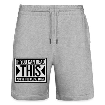 trop près de moi - Short de jogging bio TRAINER Stanley/Stella unisexe - gris chiné - Devant - Nik (191cm) & Marisol (170cm)