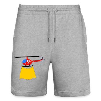 Helicopter Birthday 9 - Stanley/Stella Trainer Unisex Organic Jogging Shorts - heather grey - Front - Nik (191cm) & Marisol (170cm)