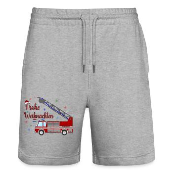 Feuerwehrauto Weihnachten - Stanley/Stella Unisex Bio Joggingshorts Trainer  - Grau meliert - Vorne - Nik (191cm) & Marisol (170cm)