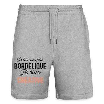 Je ne suis pas bordélique je suis créative - Short de jogging bio TRAINER Stanley/Stella unisexe - gris chiné - Devant - Nik (191cm) & Marisol (170cm)