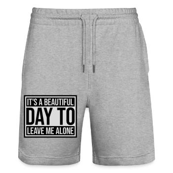 leave me alone day - Stanley/Stella Unisex Bio Joggingshorts Trainer  - Grau meliert - Vorne - Nik (191cm) & Marisol (170cm)
