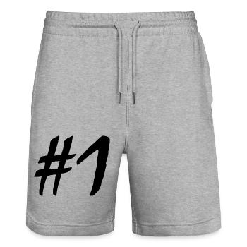 #1 - Stanley/Stella Unisex Bio Joggingshorts Trainer  - Grau meliert - Vorne - Nik (191cm) & Marisol (170cm)