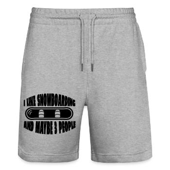 Snowboardfahrer Geschenk Snowboardsport Snowboard - Stanley/Stella Unisex Bio Joggingshorts Trainer  - Grau meliert - Vorne - Nik (191cm) & Marisol (170cm)