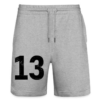 Cooles Geschenk zum 13. Geburtstag von 13 - 13 Jahren - Stanley/Stella Unisex Bio Joggingshorts Trainer  - Grau meliert - Vorne - Nik (191cm) & Marisol (170cm)