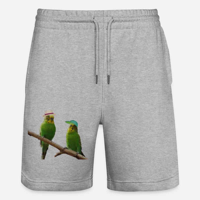 Budgerigar dot pixel - Stanley/Stella Trainer Unisex Organic Jogging Shorts - heather grey