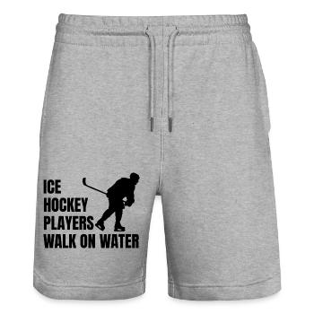 Eishockeyspieler Eishockey Hockeyfan Eishockeyteam - Stanley/Stella Unisex Bio Joggingshorts Trainer  - Grau meliert - Vorne - Nik (191cm) & Marisol (170cm)