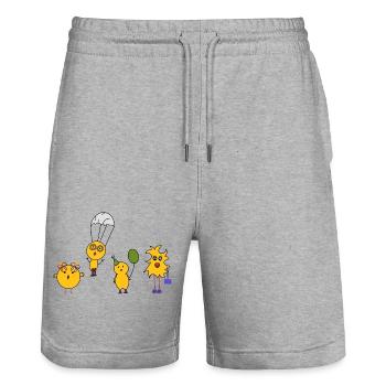 Poussins de Pâques - Short de jogging bio TRAINER Stanley/Stella unisexe - gris chiné - Devant - Nik (191cm) & Marisol (170cm)