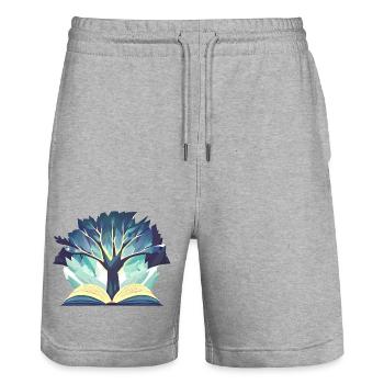 Reading Tree Book Readers Book Lovers Books - Stanley/Stella Trainer Unisex Organic Jogging Shorts - heather grey - Front - Nik (191cm) & Marisol (170cm)