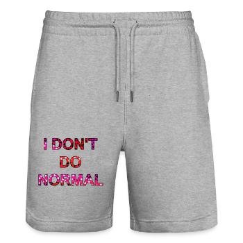 I don't do normal - I don't do normal - Stanley/Stella Trainer Unisex Organic Jogging Shorts - heather grey - Front - Nik (191cm) & Marisol (170cm)