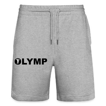 Olymp Berg der Götter und der Kräfte. Bodybuilder - Stanley/Stella Unisex Bio Joggingshorts Trainer  - Grau meliert - Vorne - Nik (191cm) & Marisol (170cm)