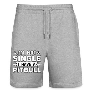 Je ne suis pas célibataire J’ai un pitbull - Short de jogging bio TRAINER Stanley/Stella unisexe - gris chiné - Devant - Nik (191cm) & Marisol (170cm)