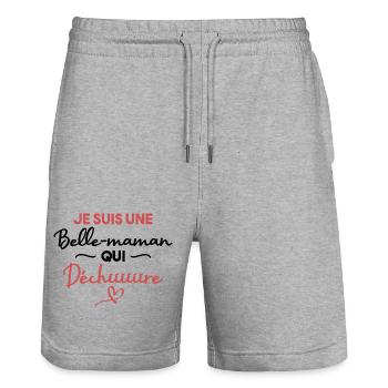 Je suis une belle maman qui déchire - Short de jogging bio TRAINER Stanley/Stella unisexe - gris chiné - Devant - Nik (191cm) & Marisol (170cm)