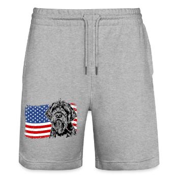 Korthals Griffon America Flag Dog Dogs Wilsigns - Stanley/Stella Trainer Unisex Organic Jogging Shorts - heather grey - Front - Nik (191cm) & Marisol (170cm)
