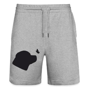 Rottweiler mit Schmetterling - Stanley/Stella Unisex Bio Joggingshorts Trainer  - Grau meliert - Vorne - Nik (191cm) & Marisol (170cm)