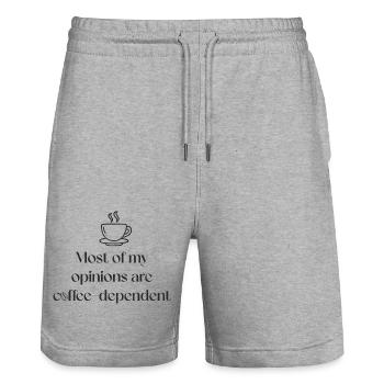 La plupart de mes opinions dépendent du café. - Short de jogging bio TRAINER Stanley/Stella unisexe - gris chiné - Devant - Nik (191cm) & Marisol (170cm)