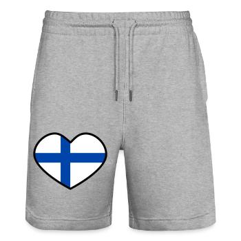 Finland - Stanley/Stella Trainer Unisex Organic Jogging Shorts - heather grey - Front - Nik (191cm) & Marisol (170cm)