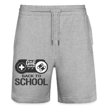 Back to School, Game over, Schulbeginn, Fun - Stanley/Stella Unisex Bio Joggingshorts Trainer  - Grau meliert - Vorne - Nik (191cm) & Marisol (170cm)