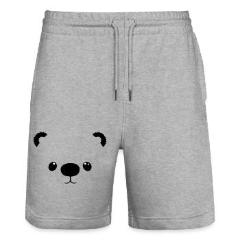 Cute Bear - Stanley/Stella Trainer Unisex Organic Jogging Shorts - heather grey - Front - Nik (191cm) & Marisol (170cm)