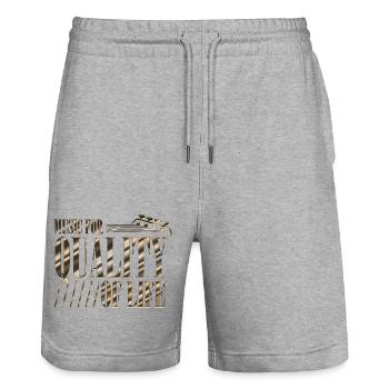 Rock Music Band Retro Gitarre Vintage Heavy Metal - Stanley/Stella Unisex Bio Joggingshorts Trainer  - Grau meliert - Vorne - Nik (191cm) & Marisol (170cm)