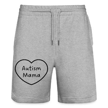 Autism Mama, Autism Awarenes - Short de jogging bio TRAINER Stanley/Stella unisexe - gris chiné - Devant - Nik (191cm) & Marisol (170cm)