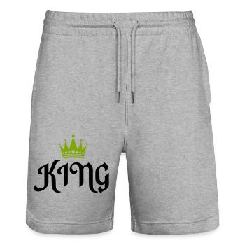 Roi 02 - Short de jogging bio TRAINER Stanley/Stella unisexe - gris chiné - Devant - Nik (191cm) & Marisol (170cm)