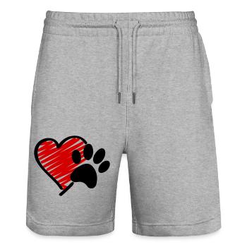 Amour de chien - Short de jogging bio TRAINER Stanley/Stella unisexe - gris chiné - Devant - Nik (191cm) & Marisol (170cm)
